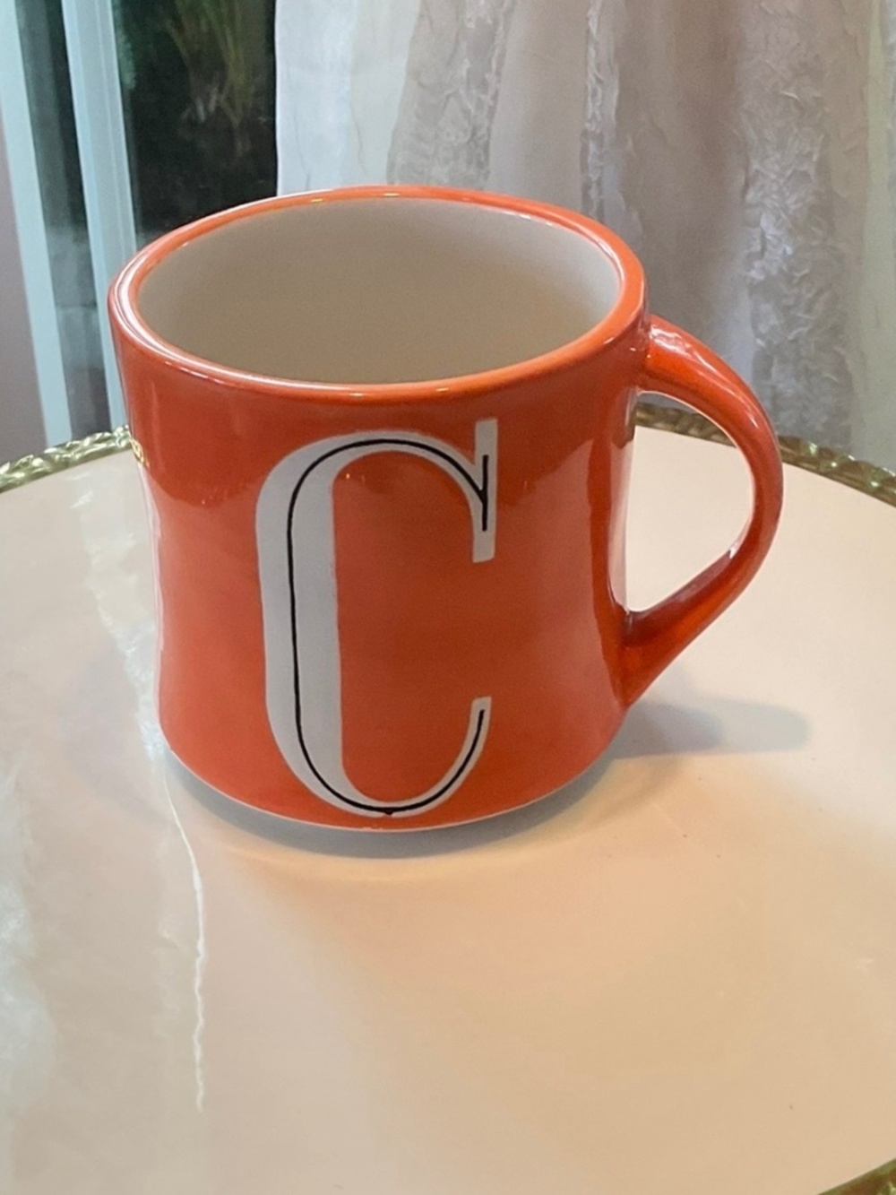 Anthropologie “C” Monogram Hand Painted Coffee Mug
